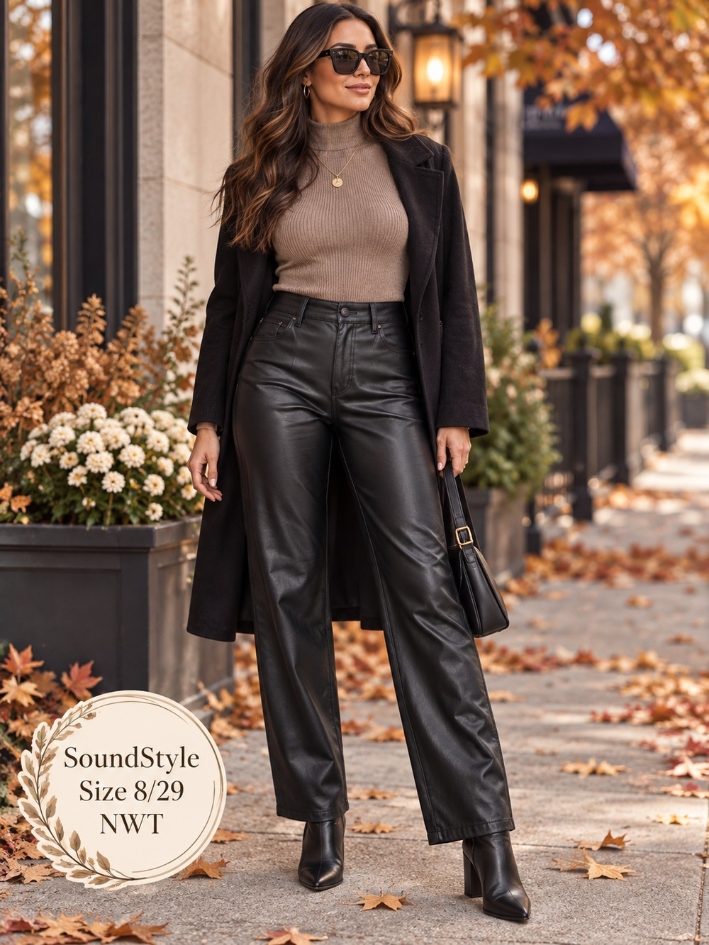 SoundStyle NWT Vegan Leather Straight Leg Pants | Size 8/29